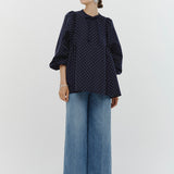 Dot Side Gathered Blouse