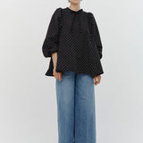 Dot Side Gathered Blouse