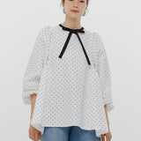 Dot Side Gathered Blouse