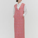 【yori】Vivid Check Tweed Dress