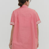 Stand Collar Oversized Check Shirt