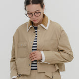 【yori】Blanket-Stitch Chino Shirt Jacket