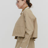 【yori】Blanket-Stitch Chino Shirt Jacket