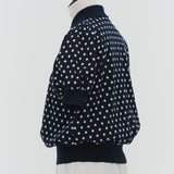Marine Dot Puff Polo Knit