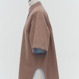 Stand Collar Oversized Check Shirt