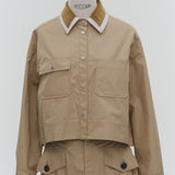 【yori】Blanket-Stitch Chino Shirt Jacket