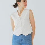 Flower Embroidered Mini Gilet