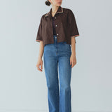 Twin Clam Embroidery Short Shirt