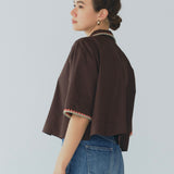 Twin Clam Embroidery Short Shirt