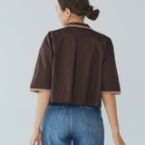 Twin Clam Embroidery Short Shirt