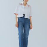 Twin Clam Embroidery Short Shirt