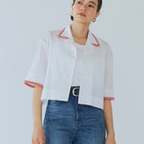 Twin Clam Embroidery Short Shirt