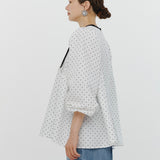 Dot Side Gathered Blouse