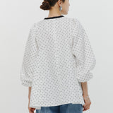 Dot Side Gathered Blouse
