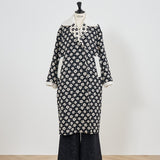 【shirocon】Flower Jacquard Wool Coat