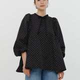 Dot Side Gathered Blouse