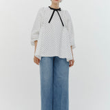 Dot Side Gathered Blouse
