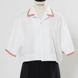 Twin Clam Embroidery Short Shirt