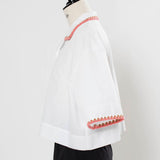 Twin Clam Embroidery Short Shirt
