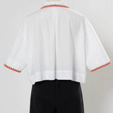 Twin Clam Embroidery Short Shirt