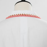 Twin Clam Embroidery Short Shirt