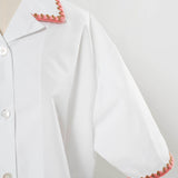 Twin Clam Embroidery Short Shirt
