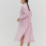 French Linen Striped Shirt Dress