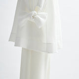 Heart Textured Cuff Ribbon Blouse