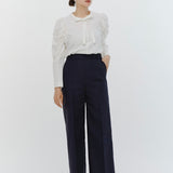 Tuck Shoulder Handsome Blouse Solid