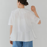 Scalloped Hem Flare Tricot Top