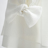 Heart Textured Cuff Ribbon Blouse