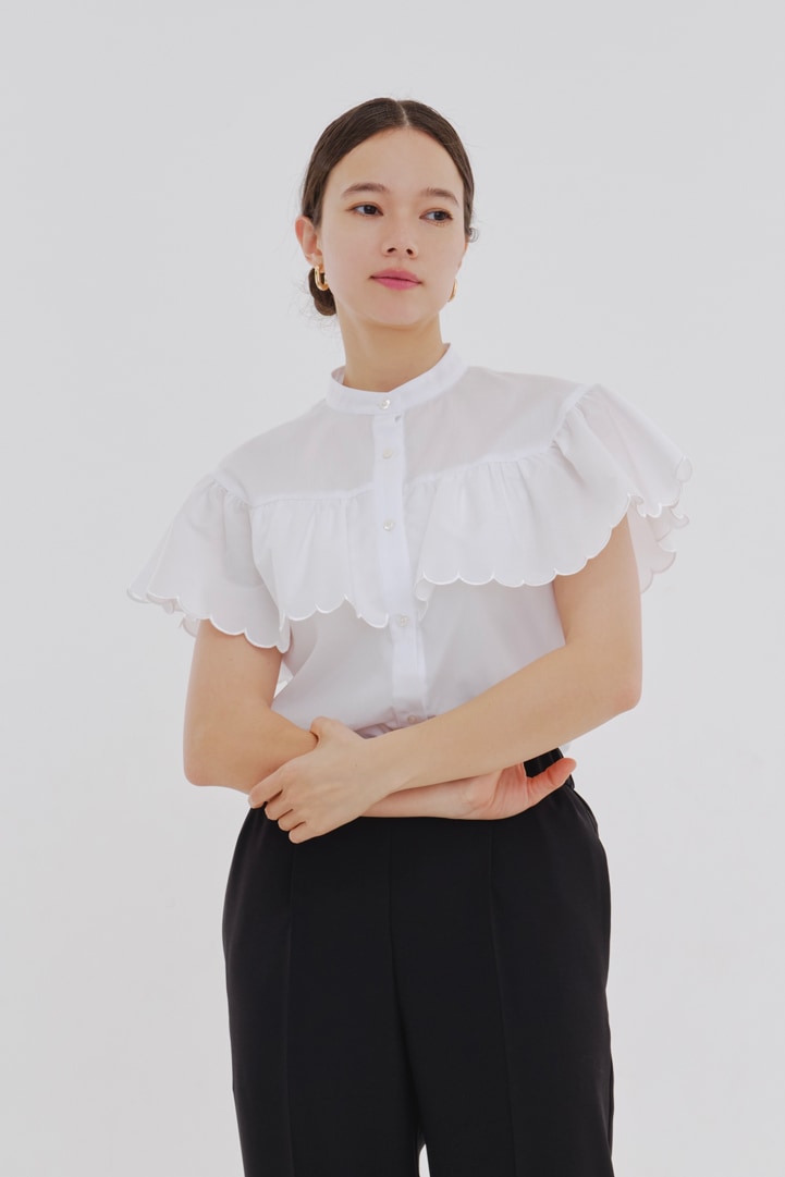 Scallop Sleeve Blouse
