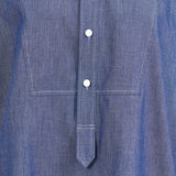 Denim Back Ribbon Gathered Blouse