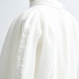 Heart Textured Cuff Ribbon Blouse