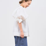 Heart Textured Cuff Ribbon Blouse