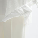 Heart Textured Cuff Ribbon Blouse