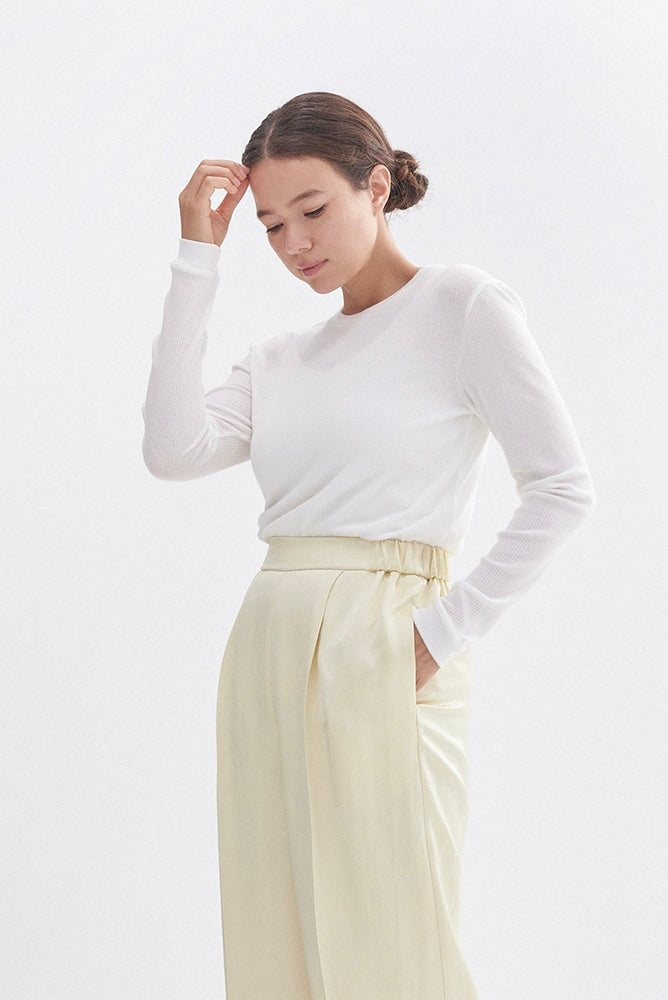 Cashmere Silk Sheer Ribbed Top