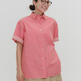 Stand Collar Oversized Check Shirt