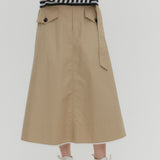 Chino Flared Skirt with Belt