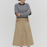 Chino Flared Skirt with Belt
