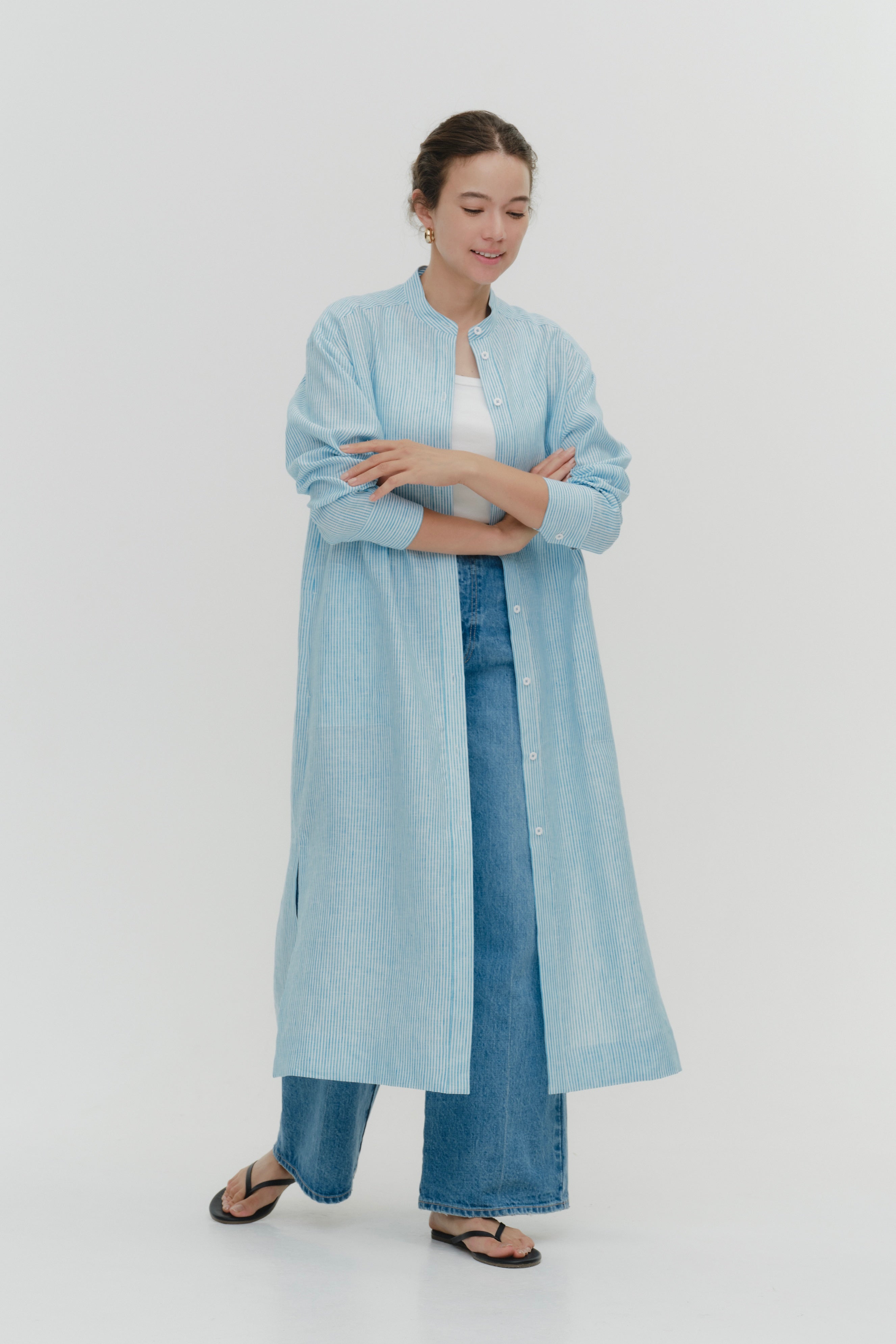 french linen shirt dress Striped Linen Shirt Dress Moa