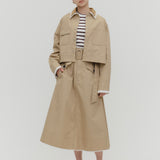 Chino Flared Skirt with Belt