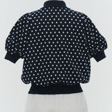 Marine Dot Puff Polo Knit