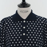 Marine Dot Puff Polo Knit