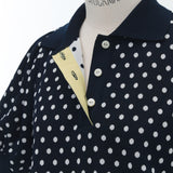 Marine Dot Puff Polo Knit