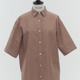 Stand Collar Oversized Check Shirt