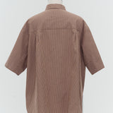 Stand Collar Oversized Check Shirt