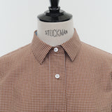 Stand Collar Oversized Check Shirt