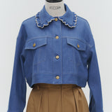 Scalloped Denim Short Jacket