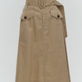 Chino Flared Skirt with Belt
